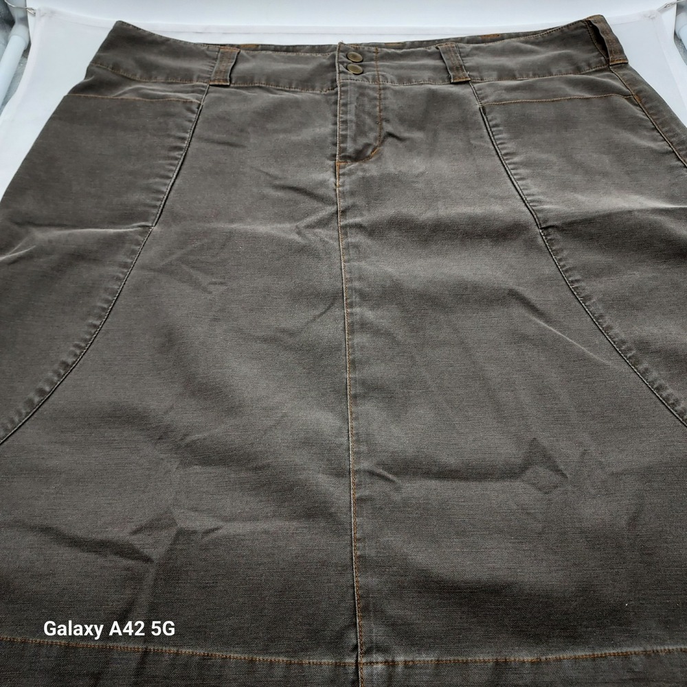 Kuhl Durakuhl Stretch Canvas Skirt Brown Utility Hiking‎ Outdoor Womens Large